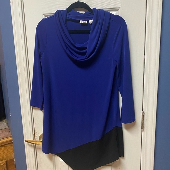 Cato Women long sleeve asymmetric color block cowl neck Tunic Top Bouse … - Picture 3 of 10